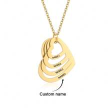 Personalized Stainless Steel Engraved 1-4 Pcs Name Necklace Custom Name Multilayer Heart Pendant Necklace Charm Women's Name Plate Jewelry Holiday Ornament Gifts For Girlfriend,Valentine's Day Gifts Birthday Gifts Mother's Day Gifts