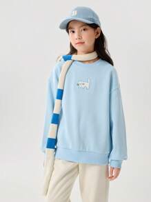 Balabala Jersey de forro polar con bordado para niñas, dulce para otoño/invierno 2024