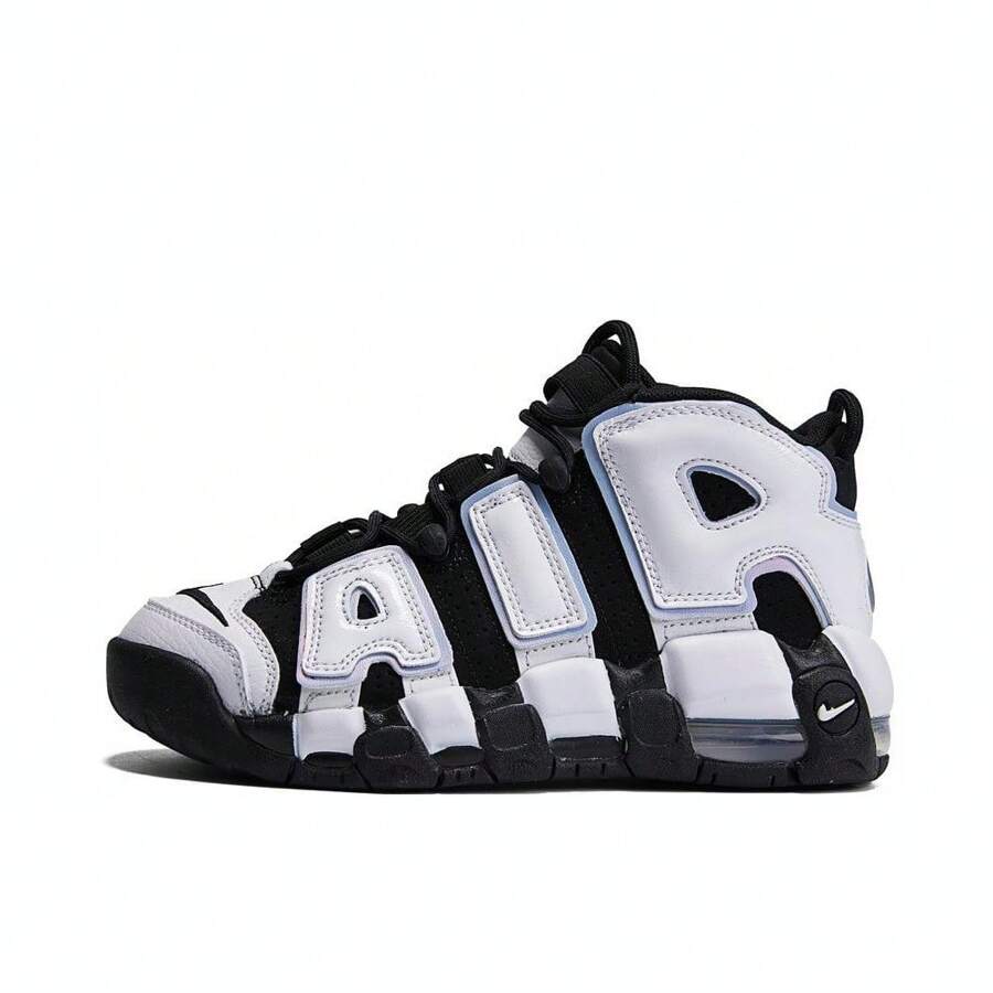 2024 大男孩 Nike Air More Uptempo (GS) 篮球鞋，中帮 DQ6200-001 - 黑色 - 查看 1