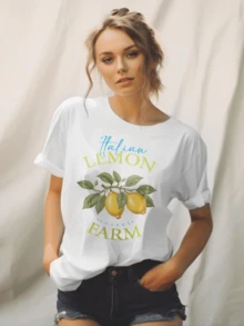 Lemon T-Shirt 100% Cotton New Model Printed Italian Limone Women's Blouse Oversized Style Updated Version - 白色 - 查看 2