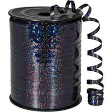 1 rolo de 250 jardas de fita preta dourada ondulada com glitter, corda metálica brilhante para embrulho de presente, corda para balões, decorações para festas festivas, casamento, aniversário, comemorações de feriados, buquês, embrulho de flores, materiais para artesanato, dia dos namorados
