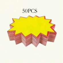 100pcs Yellow Explosion Price Tags, 3.54" X 2.75" Star Shaped Blank Price Stickers, Suitable For Grocery Stores, Supermarkets And Holiday Events, Paper Material