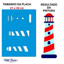 Stencil 21 X 29 Lighthouse For Background Hollow Mold For Painting On Fabric MDF Wood Wall Floor Paper T-Shirt Dishcloth - 白色 - 查看 2