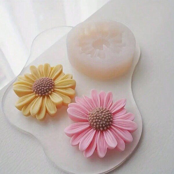 1 molde de silicone em forma de flor margarida para velas caseiras faça você mesmo