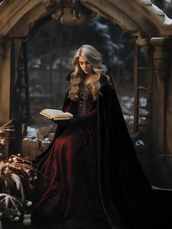 1 件带帽斗篷天鹅绒披风带帽圣诞斗篷女巫服装吸血鬼斗篷巫师长袍男式角色扮演服装