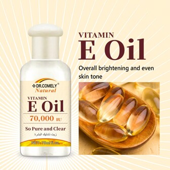 75ml维生素E身体油，舒缓和滋养肌肤，有助于改善皮肤弹性和光滑度，减少干燥和粗糙，使皮肤立即容光焕发，快速吸收，修复肌肤，紧致亮泽，适用于手臂、腿部、腹部和全身，适合所有皮肤类型。