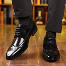 Fashion And Business New Formal Men's Shoes With British Style Pointed Lace And Advanced Sense For Men's Casual Shoes - 黑色 - 查看 4