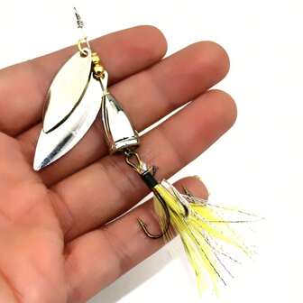 1 pièce Leurre à paillettes tournantes d'argent de 10g, hameçon taille 6 coulant en métal pour la pêche en mer au large. Leurre de pêche en eau douce et salée