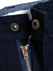 Boys' Woven Embroidered Letter Casual Pants - Navy Blue - View 5