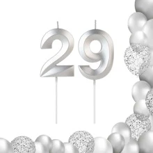 2 Birthday Candles Number Silver Silver Design Various Ages - 29/92 năm - Xem 1