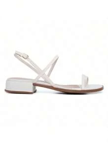 Women's Flat Party Sandal Low Block Heel Comfortable Elegant Adjustable Ankle Closure Low Heel Soft Sole Lightweight - trắng - Xem 3