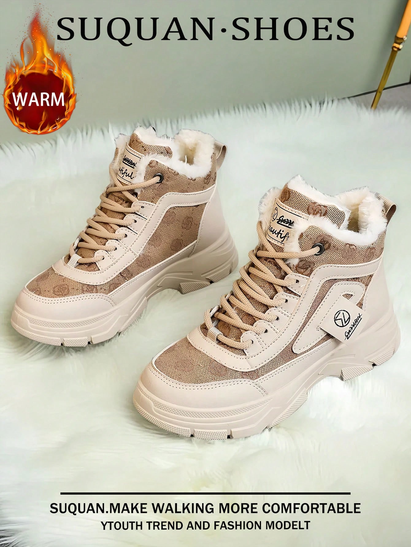 زوج من بوت الثلج متوسطة الطول للنساء، بأصبع قدم مس...