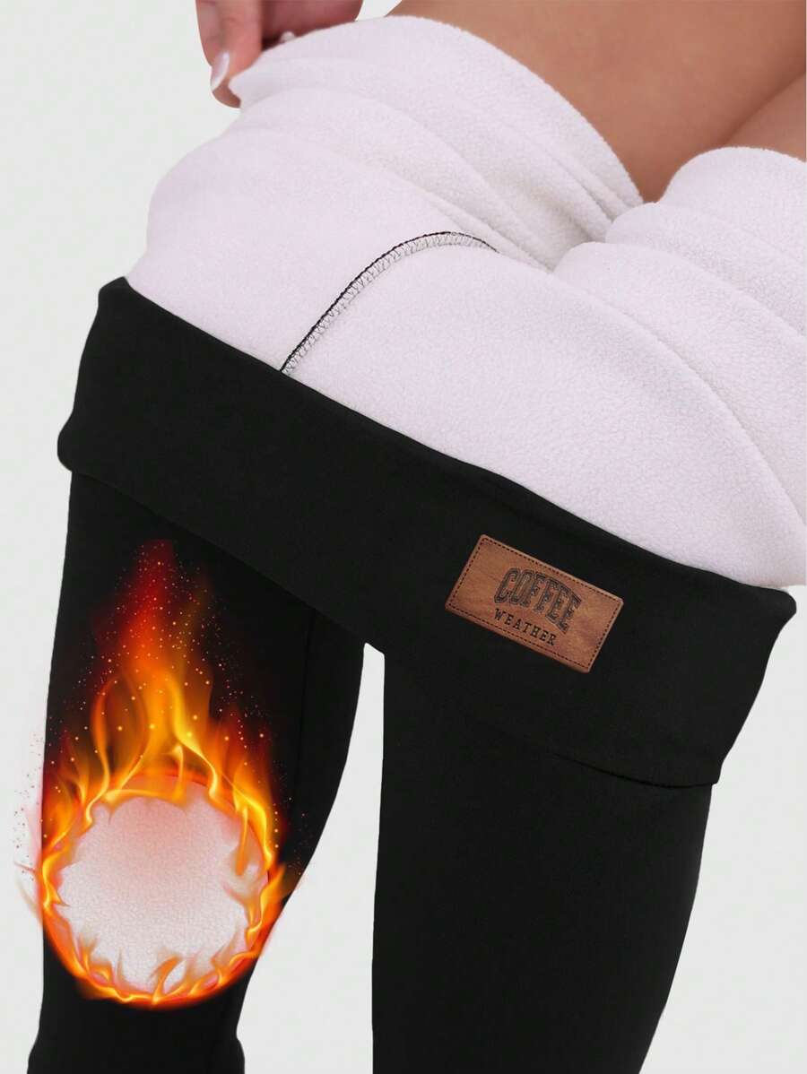 Quần giữ nhiệt lót Sherpa cho nữ, quần legging len dày mặc trong nhà và thường ngày, mùa đông