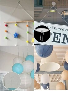 Self-Adhesive Transparent Removable Ceiling Hooks, No Damage No Drill Hooks For Hanging Wedding & Holiday Party Decorations