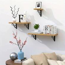 2 Pcs Triangle Wrought Iron Framed Shelving Brackets, Wall Board Supported Racks, Home Decor Floating Board Storage Brackets, Iron Book Shelf Support, Partition Shelf Bracket, Wood Board Storage Wall Mount - Multicolor - View 8