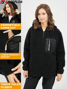 baasploa 1pc Women's Thermal Top Fashion Polar Fleece Women's Winter Warm And Thick Rest Sports Fashion Winter Women's Thermal Coat