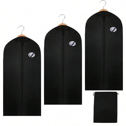 Jiubiaz Set de 3 a 10 fundas protectoras para prendas de vestir de 100/128/150 x 60 cm de color negro, cubiertas a prueba de polvo, para proteger la ropa del polvo, la humedad y las plagas de insectos, ideales para viajes, almacenamiento y protección estacional de la ropa, incluyendo vestidos de novia, trajes y ropa formal.