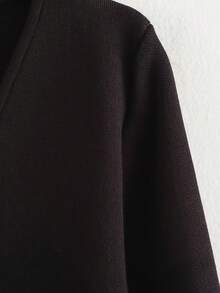 秋季女士优雅纯色 V 领长袖开衫纽扣时尚不对称修身针织上衣外套圣诞礼物