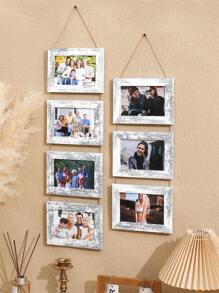 1 件复古木质 6 英寸 2 合 1、3 合 1、4 合 1 创意多相框，可挂在墙上，适用于卧室、客厅、办公室 - 彩色 - 查看 4