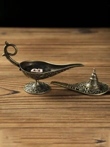1pc Lamp Metal Incense Burner - Vintage Style Home Decor, Candle Holder Gift With No Candle Rama Decoration Rama - Multicolor - View 5