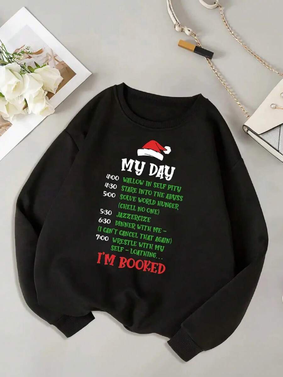 Áo Hoodie Giáng Sinh Cho Nữ Là Áo Dài Tay Cho Mùa Thu Đông - màu đen - Xem 1