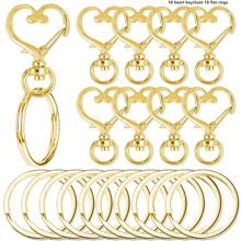 20/30/50pcs Heart Shaped Swivel Clasp Hook With Flat Key Rings - For Women, Colorful Metal Spring Snap Hooks For DIY Crafts, Jewelry, Lanyards And Accessories - 4 Colors Zinc Alloy Lobster Clasp Split Rings - Heart Keychain + Flat Ring - View 10