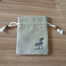 3pcs/5pcs Festival Party Gift Packaging Bags, Vintage Style Antique Jewelry Storage Pouches, Jewelry Accessories, Earphones Storage Drawstring Linen-Like Bags, Valentine Gift