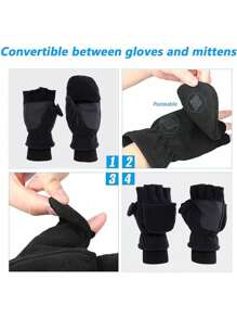1 Cặp Găng Tay Mùa Đông Unisex Có Thể Chuyển Đổi Găng Tay Lật Lên Trên Ấm Áp Bằng Lông Cừu Cực Cho Mùa Đông Chạy Bộ Nhắn Tin Chụp Ảnh Cho Nam Nữ - 1 cặp - Xem 8