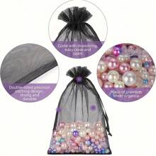 10pcs/20pcs/30pcs 4x6 Inches Luxurious Organza Drawstring Jewelry Pouches - Wedding Party Christmas Favor Gift Bags & Organizers - Reusable, Soft, And Durable Black Gift Wrapping Accessories - Multicolor - View 3