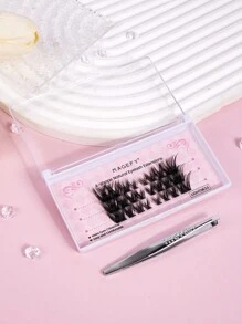 MAGEFY 24/36/66/80 piezas Pestañas de gato con rizo CC, pestañas cruzadas de zorro de estilo de dibujos animados extra largas, pinza para cejas, cabello de hada puntiagudo de dibujos animados, grupos de pestañas de zorro, pestañas de ojo de gato, extensión de pestañas naturales gruesas individuales, incluye cepillo de cejas - C - Ver 8