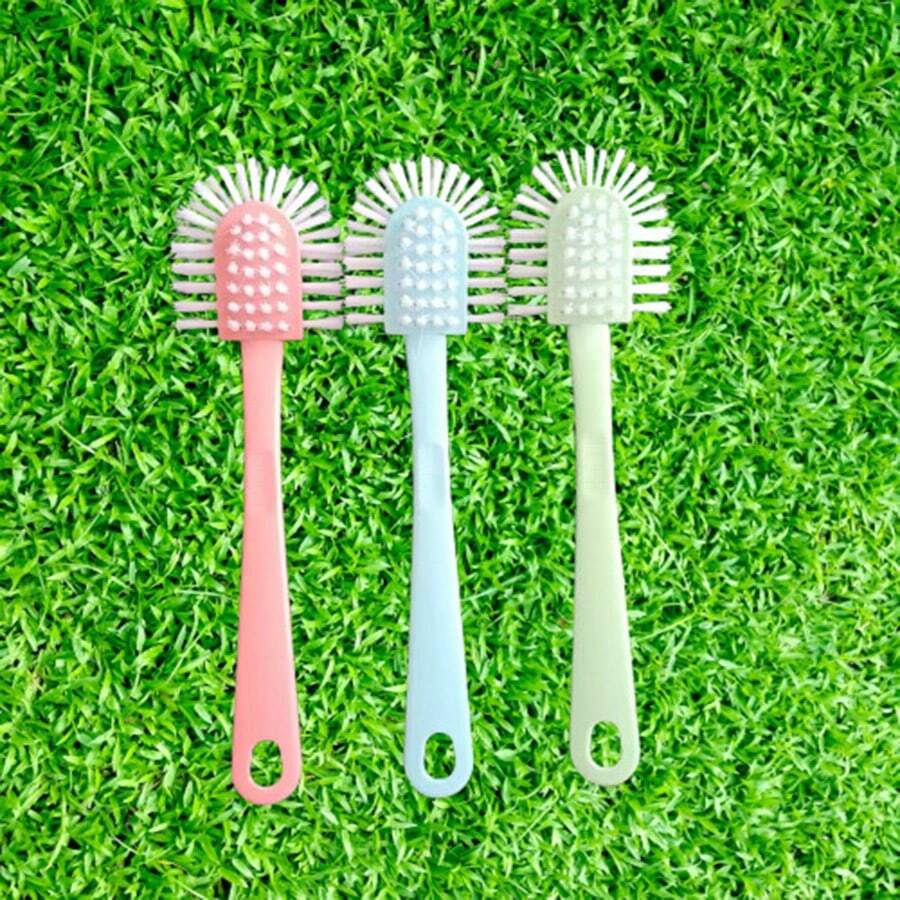 Bàn chải đánh giày cán dài hai đầu đa năng mới với 5 sợi lông mềm và bàn chải làm sạch lông cứng - Nhiều màu - Xem 1