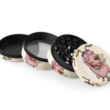 4-Layer 50mm Diameter Cartoon Design Zinc Alloy Herb Grinder