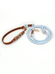 1pc Handmade Braided Genuine Leather Pet Collar, Suitable For Medium To Large Dogs, Multifunctional Leash