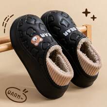 Dép bông chống thấm nước cho nữ, dép sandal đế dày ấm áp chống trượt, thích hợp cho các cặp đôi mùa thu/đông - màu đen - Xem 3