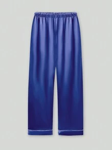 2pcs/Set Tween Girls' Blue Short Sleeve & Long Pants Pajama Set - Multicolor - View 7