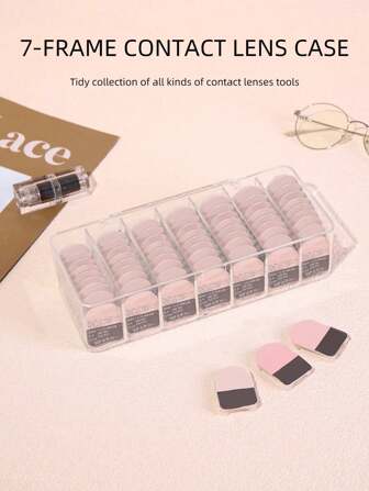 klimonla 1 pieza Organizador de paleta de sombras de ojos de 7 rejillas, caja de almacenamiento de maquillaje de acrílico, organizador multifuncional de alta transpirabilidad a prueba de polvo, caja de almacenamiento de herramientas para arte de uñas y pestañas, caja de joyas, soporte para brochas de maquillaje, soporte para perfumes, bolsa de cosméticos, regalo para mujeres, regalo de Navidad