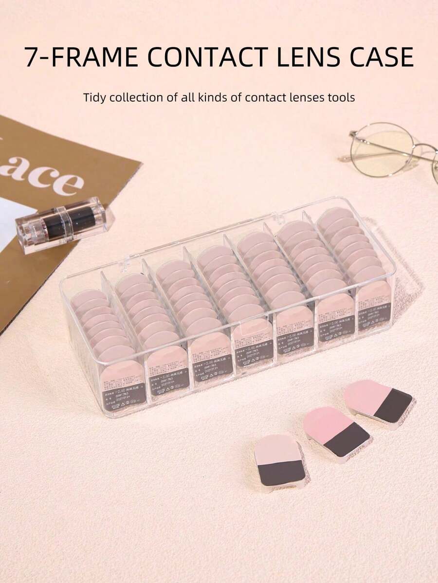 klimonla 1pc 7-Grid Eyeshadow Palette Organizer, Acrylic Makeup Storage Box, Multi-Functional High Breathability Dust-Proof Organizer, Nail Art & Eyelash Tools Storage Box, Jewelry Box, Makeup Brush Holder, Perfume Holder, Cosmetic Bag, Gift For Women, Christmas Gift