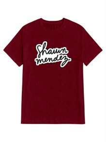 Sh@Wn Mendes T-Shirt 100% Cotton NEW! - 紫紅色 - 查看 2