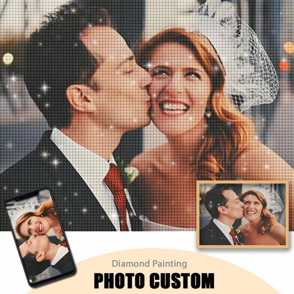 Cuadro artístico personalizado de 5D DIY con mosaico de diamantes de imitación a partir de una fotografía tuya. Regalo único con kit de pintura de diamantes redondos hecho a mano
