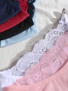 7-teiliges Damen-Slip mit Spitzenmuster, Nähten in der Taille, Cut Out, atmungsaktiv, sexy Slips, Damenunterwäsche