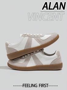 Alan Vincent 【德国训练师系列】2025新款女士休闲鞋平底运动鞋米色女士鞋日常搭配乐福鞋舒适时尚派对鞋