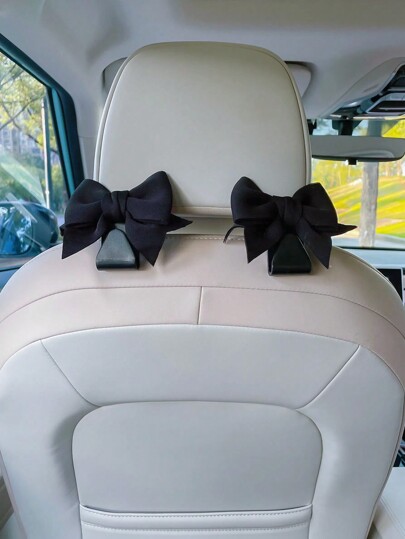 2pcs Bow-Knot Car Seat Hooks, Multifunctional Storage Hanger Accessories For Vehicle Interior