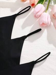 3pcs/Pack Women's Solid Color Sexy G-String Panties - Black - View 4