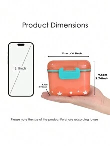 1pc Double-Layer Sealed Milk Powder Container With Scoop, Portable 360ml/12oz Milk Powder Box - Blue Stars - View 4