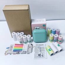 New Portable Compact Bluetooth Thermal Pocket Printer 3 Rolls Thermal Paper, 3 Rolls Sticker Paper, 3 Rolls Color Paper, 3 Rolls Color Sticker Paper, 3 Rolls Label Paper, Printing Images, Photos, Labels, Text, Todo Lists Back To School - X6 Mini Printer - View 10