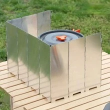 1 件 10 块铝合金炉挡风玻璃，超轻可折叠炉挡风玻璃，适合户外露营、野餐、父亲节、母亲节、圣诞节、感恩节、万圣节、情人节礼物