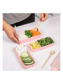 Toppers Lunch box fiambrera 900ml 3 pisos desmontables con cubiertos - Blanco - Ver 3