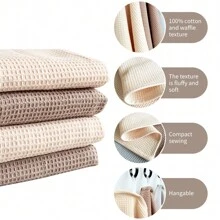 4pcs Set Mixed Color Solid Waffle Texture Dish Cloths/Cleaning Rags/Kitchen Towels, Fluffy Soft Absorbent Cleaning Cloths, Suitable For Washing Dishes, Household Cleaning, Housewarming Gifts