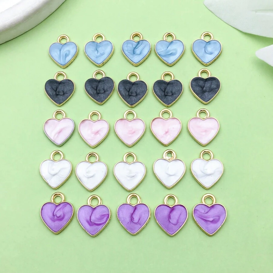 20 件/包油滴心形吊坠，适合 DIY 珠宝项链制作