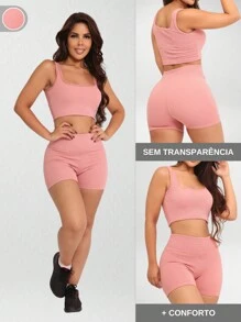 Women Sports Sets - Màu hồng gỉ - Xem 2